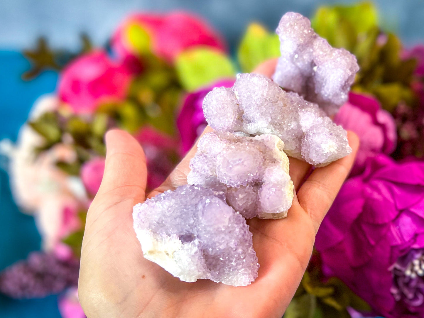 Ethically Sourced Spirit Amethyst Quartz Clusters, Cactus Quartz