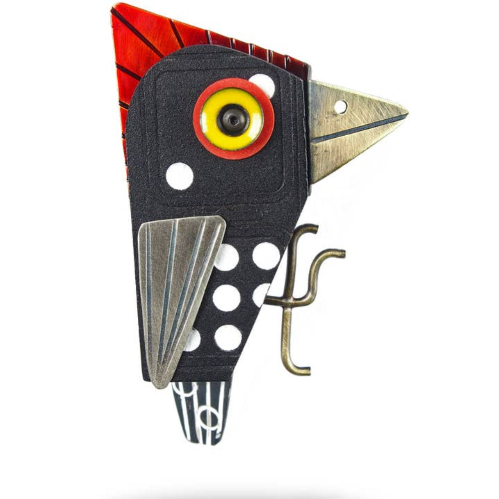 Spotted Woodpecker Brooch by Chickenscratch Quirks!