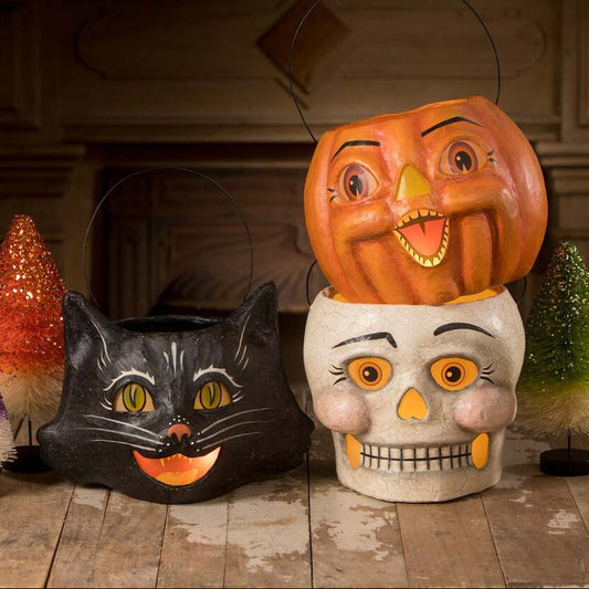 Spunky Pumpkin Bucket Paper Mache by Bethany Lowe Designs