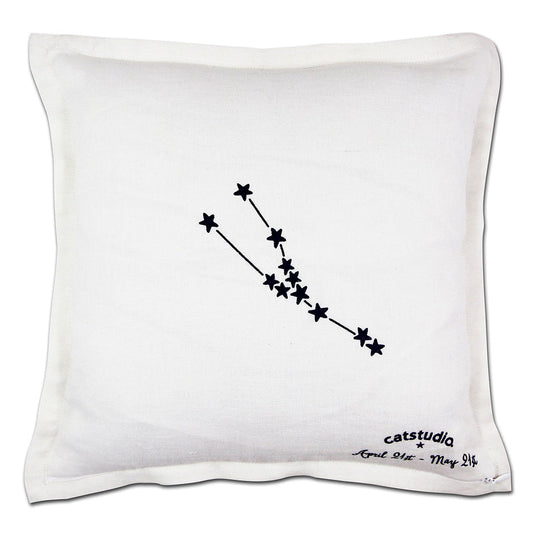 Taurus Astrology Hand-Embroidered Pillow by Cat Studio Quirks!