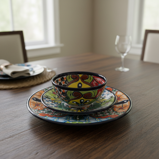 Talavera Dinnerware Set | 33-Piece Mexican Dish Set for 8