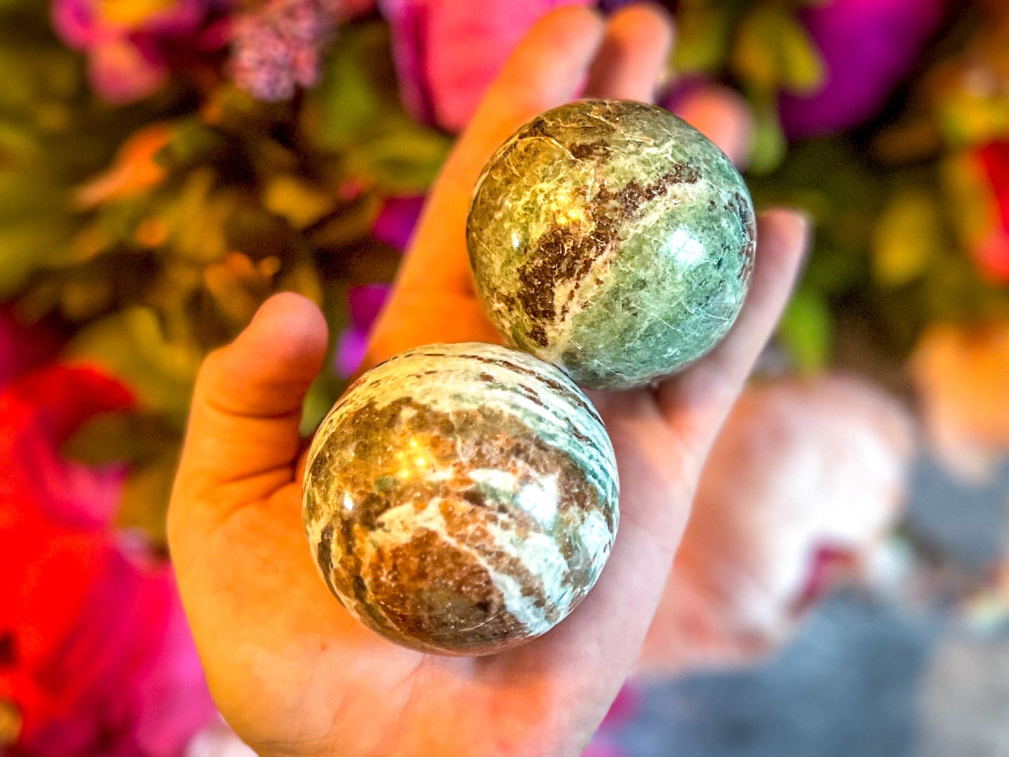 Vesuvianite and Garnet Crystal Spheres, ethically sourced