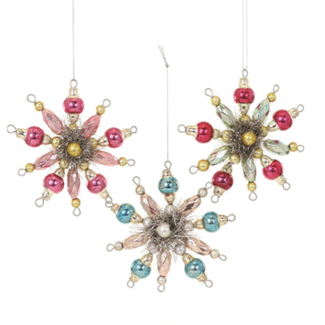 Vintage Pinwheel Glass & Tinsel Ornaments 3 Asst Quirks!