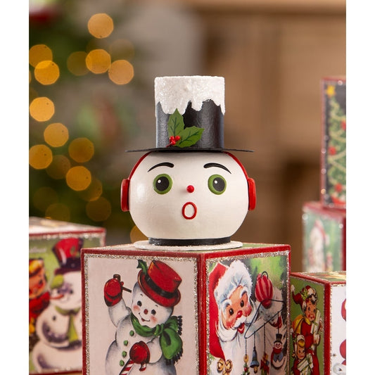 Vintage Surprised Snowman Container by Bethany Lowe Designs Quirks!
