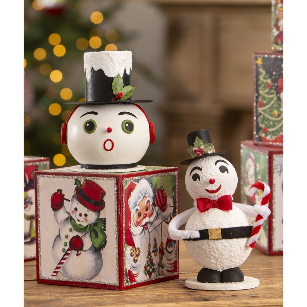 Vintage Surprised Snowman Container by Bethany Lowe Designs Quirks!