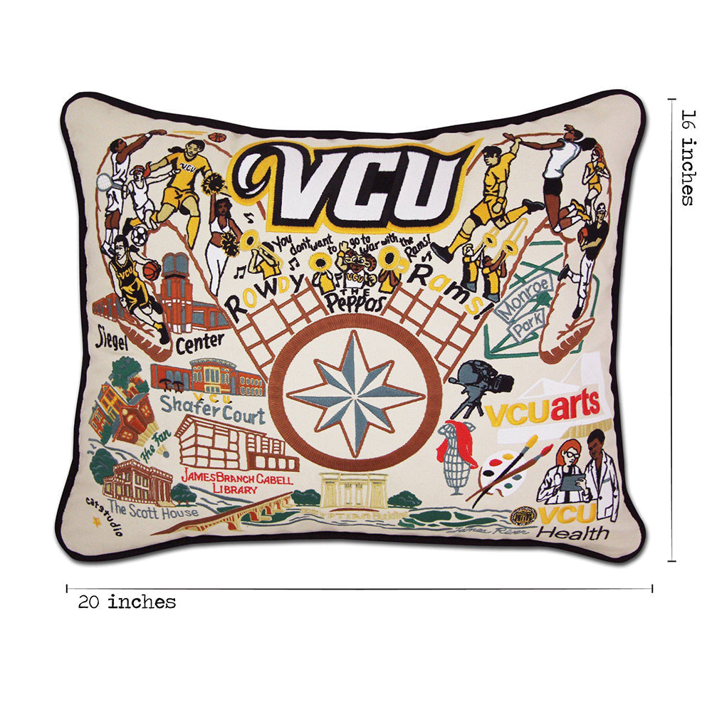 Virginia Commonwealth University (VCU) Collegiate Embroidered Pillow by Cat Studio Quirks!