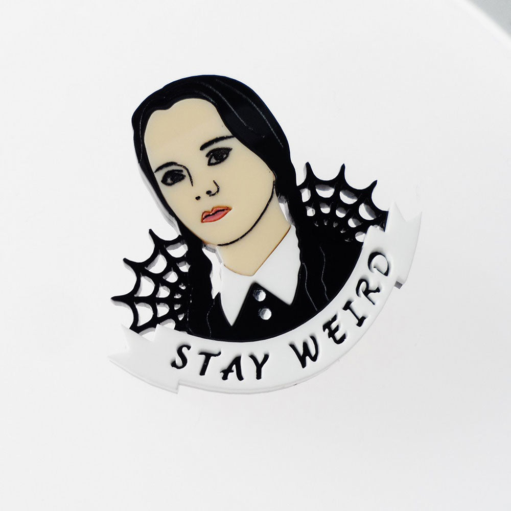 Wednesday Addams Stay Weird Brooch by Cherryloco Quirks!