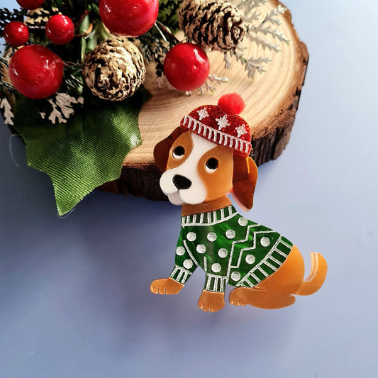Winter Puppy Brooch by Cherryloco