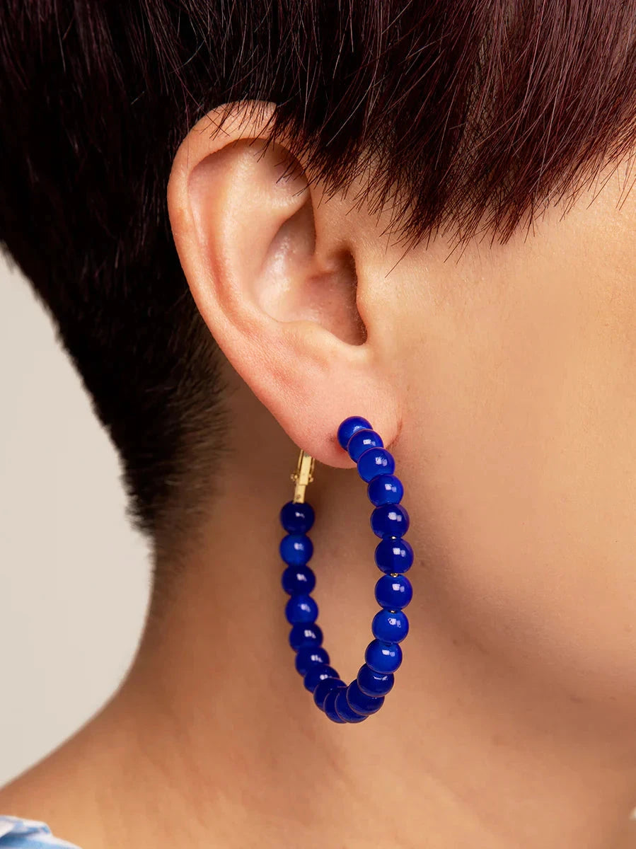 Glass Bead Hoop Earrings - Cobalt Quirks!