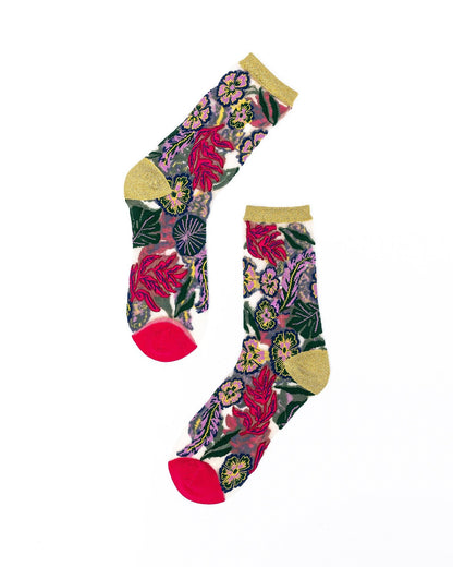 Festive Floral Sheer Crew Sock Quirks!