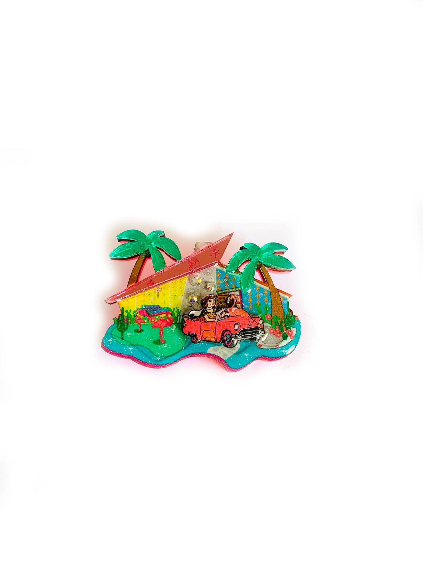Mid Century Palm Springs House Brooch by Rosie Rose Parker
