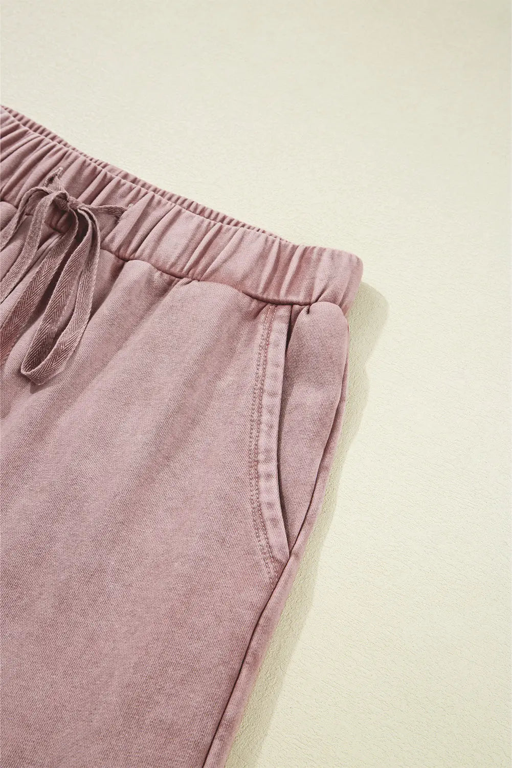 Mineral Wash Tiered Wide Leg Patchwork Drawstring Pants Shewin