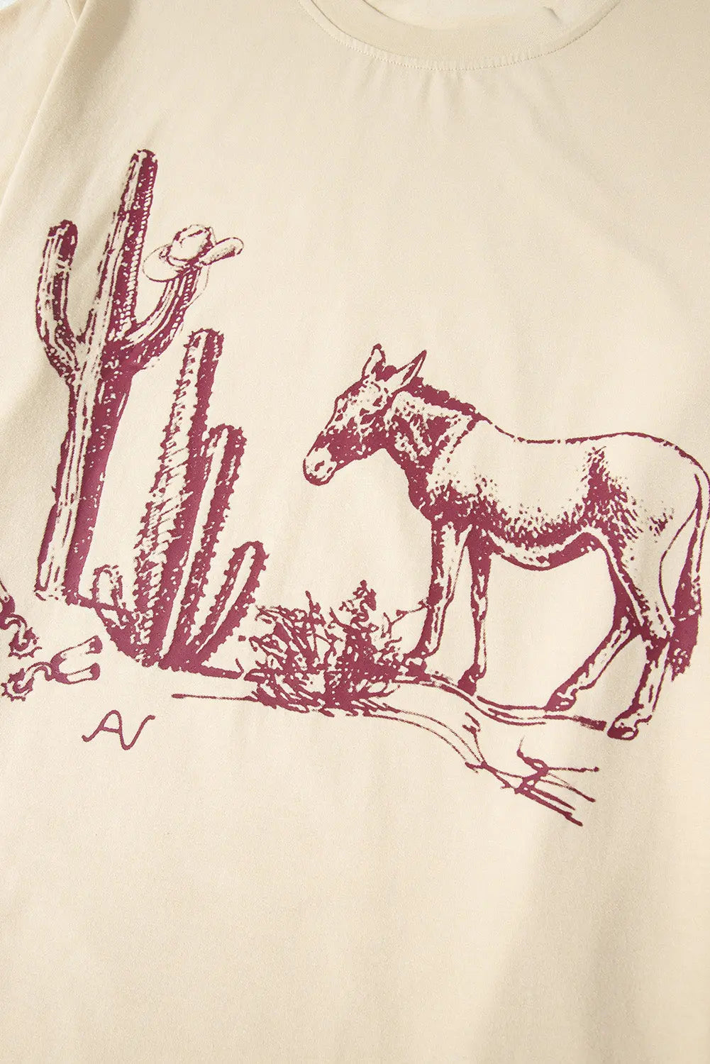 Parchment  Burro Cactus Graphic Crew Neck Plus Size Tee Shewin
