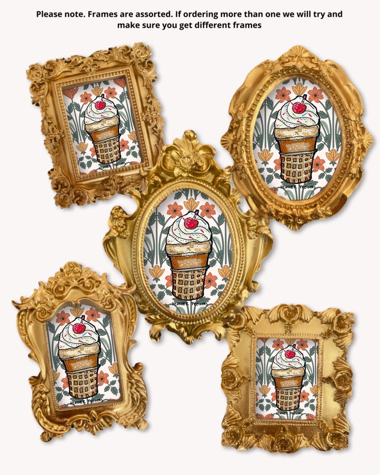 Vanilla Ice Cream Cone  - Mini framed print