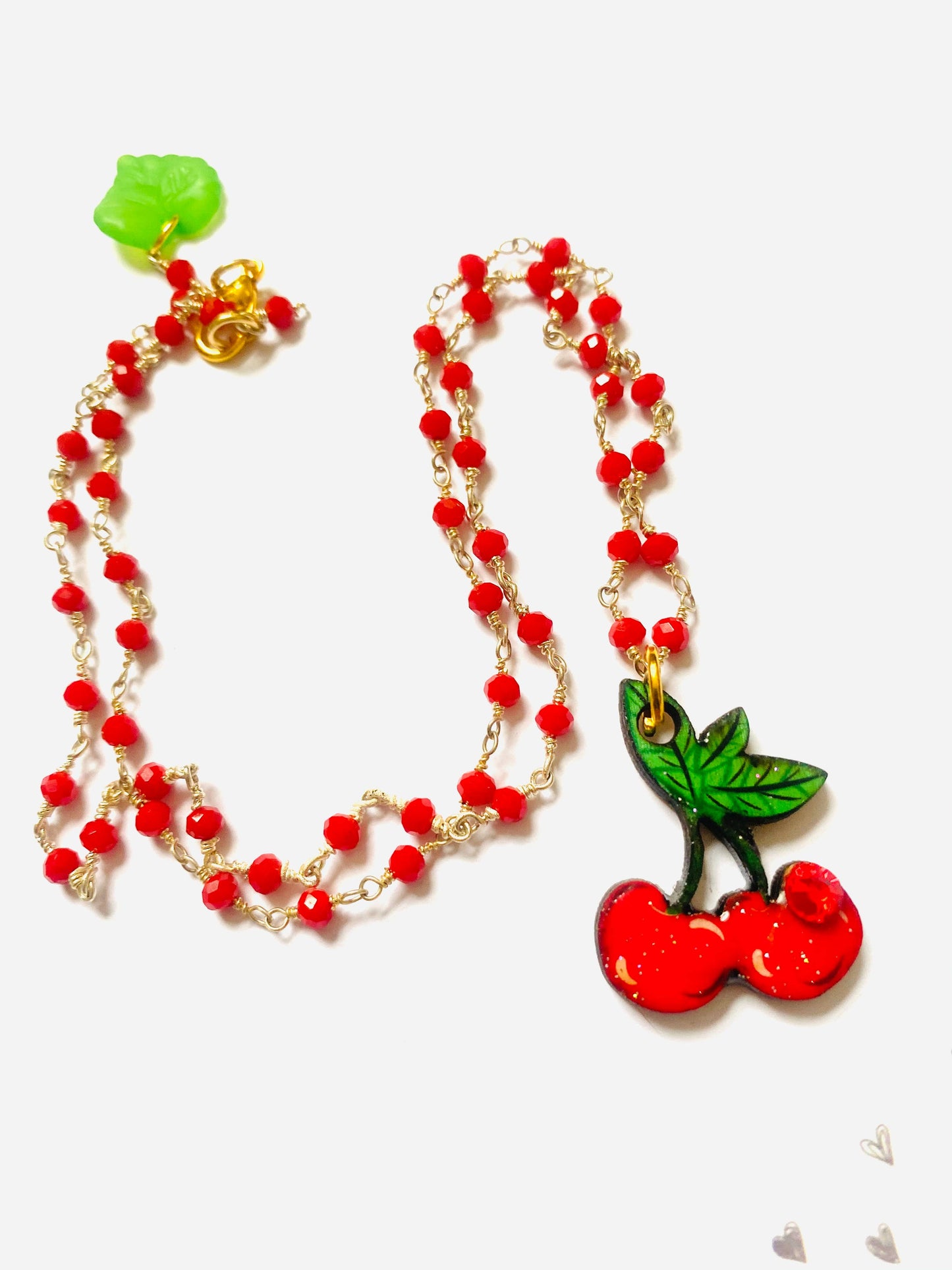 Retro Cherry Beaded Necklace by Rosie Rose Parker