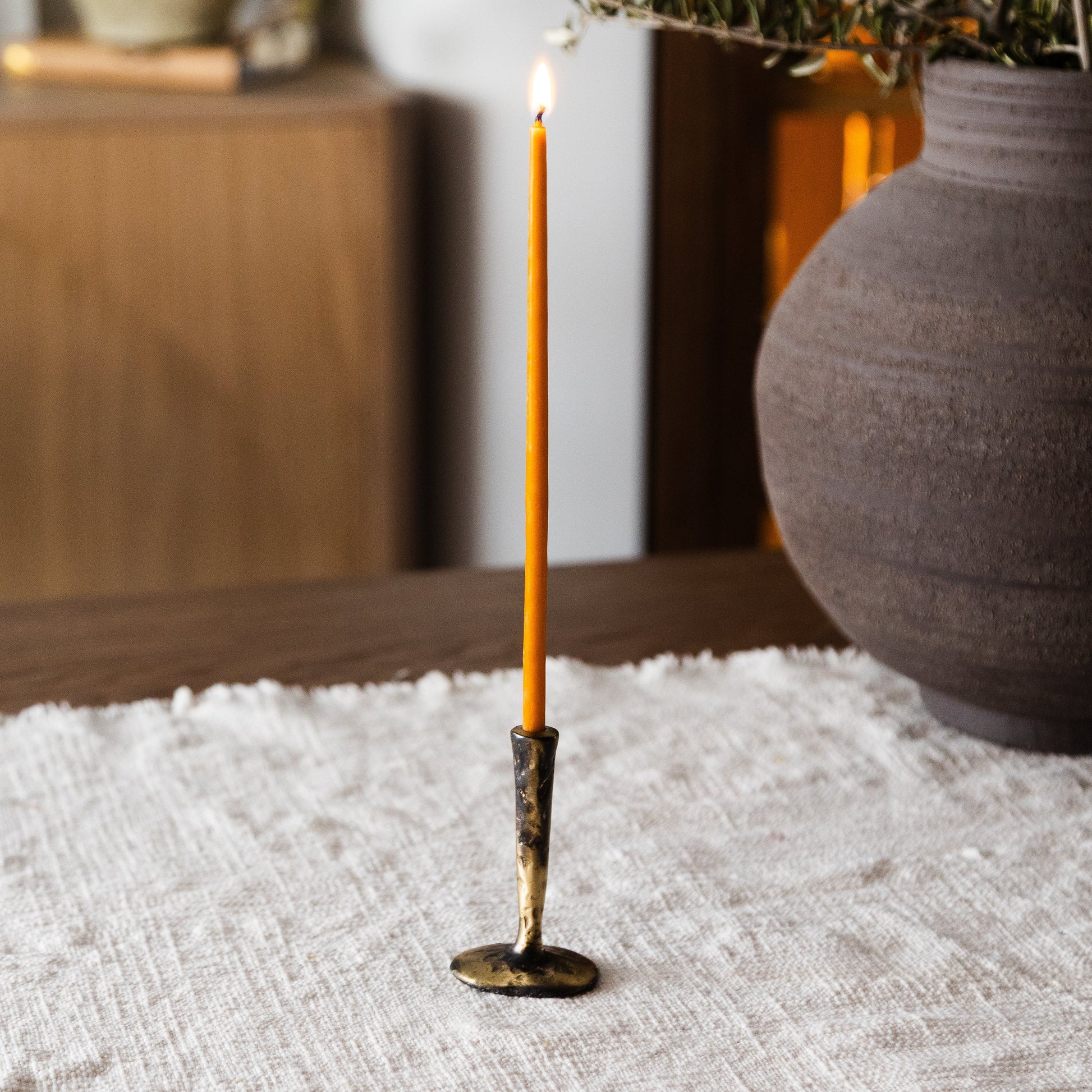 Mini Antique Brass Candlestick Out of the Blue