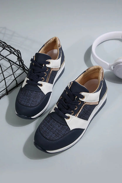 Sail Blue Lace Up Sneakers Shewin