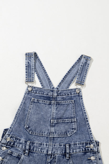 Sail Blue Straight Leg Pockets Denim Bib Overall Shewin
