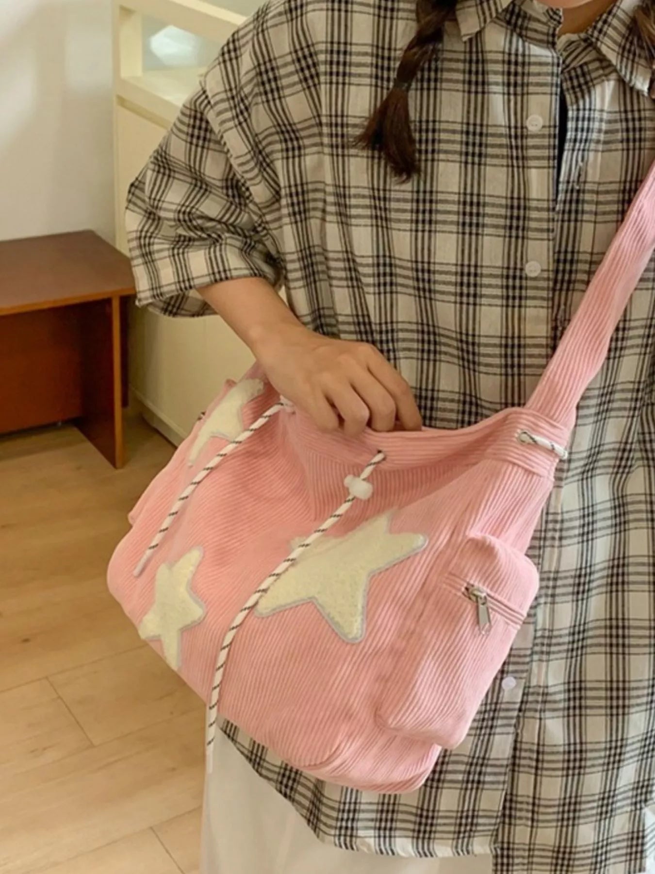 Corduroy Star Applique Casual Crossbody Bag - Creative Freedom Collective