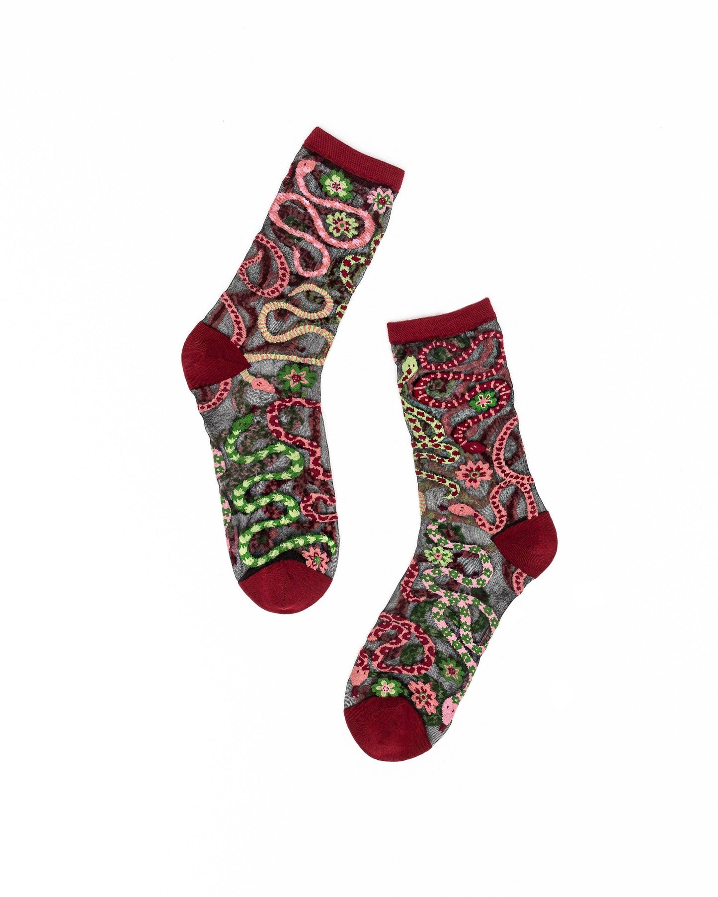 Serpentine Floral Black Sheer Crew Sock Quirks!