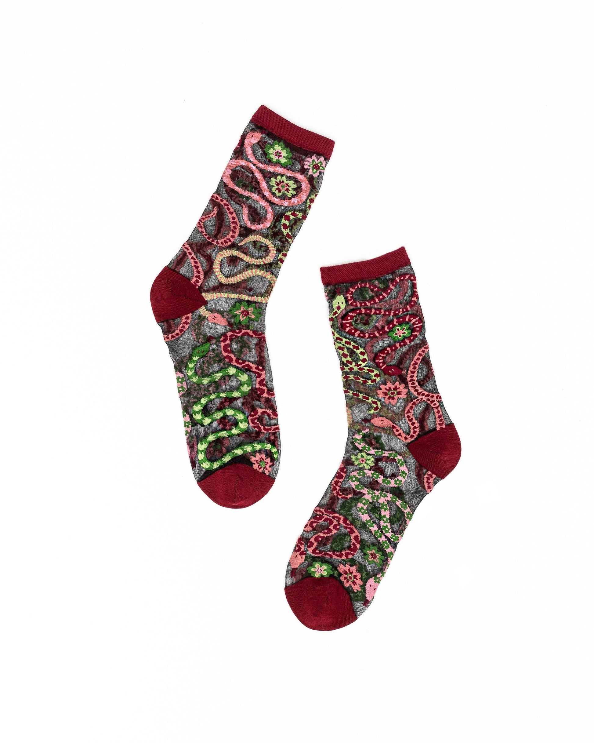 Serpentine Floral Black Sheer Crew Sock Quirks!