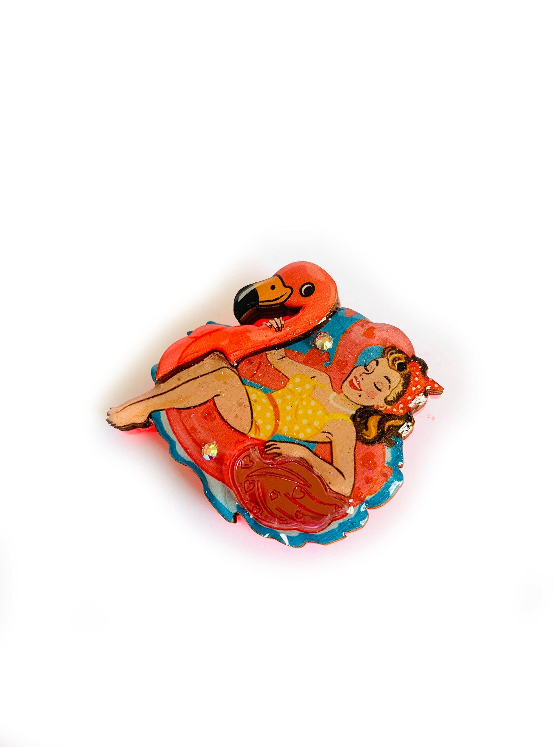 Frankie & the Flamingo Float Brooch by Rosie Rose Parker Quirks!