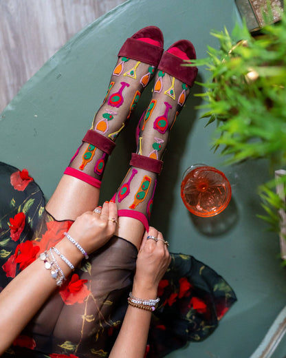 Cocktail Hour Black Sheer Crew Sock Quirks!