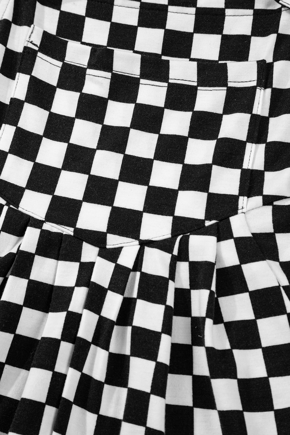 Black Checkered Print Pocketed Wide Leg Overall Shewin