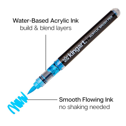 Acrylic Paint Brush Tip Pens - 12 Classic Colors