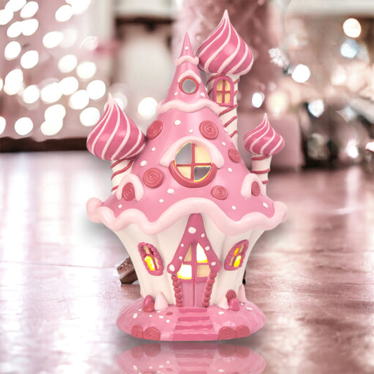10" LED Pink Candy Castle by December Diamonds Quirks!