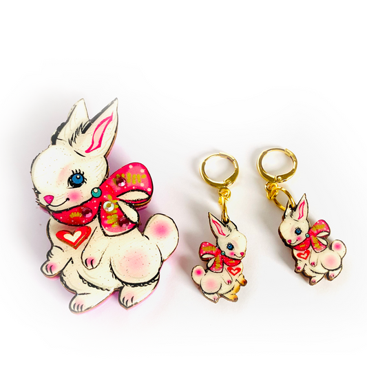 Layla Bunny Huggie Hoop Earrings by Rosie Rose Parker