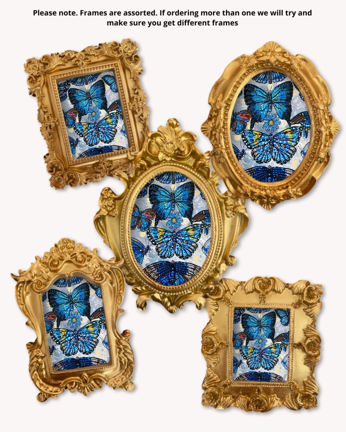 Blue Butterflies - Mini framed print