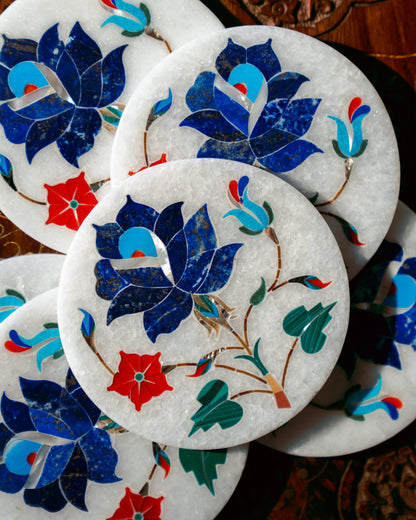Lapis Lazuli Floral Coaster Set Sangemar