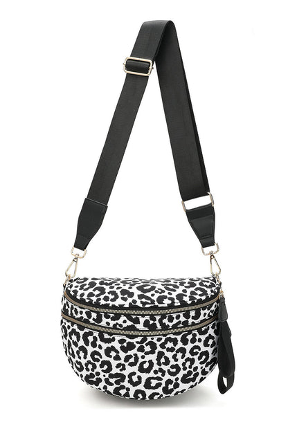 Blackish Green Checkered Print Wide Strap Large Crossbody Bag Shewin