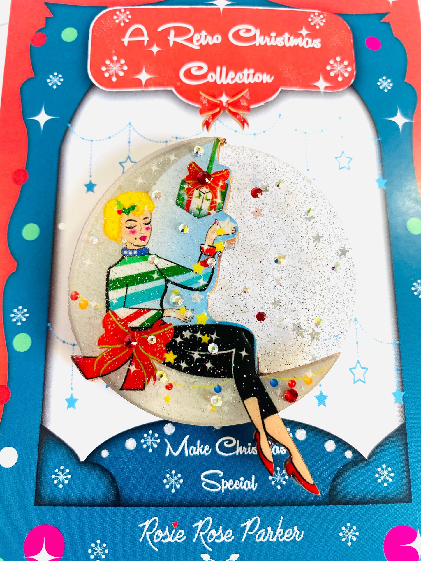 Moon Girl Christmas Brooch by Rosie Rose Parker Quirks!