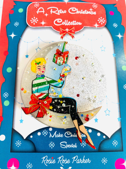 Moon Girl Christmas Brooch by Rosie Rose Parker Quirks!