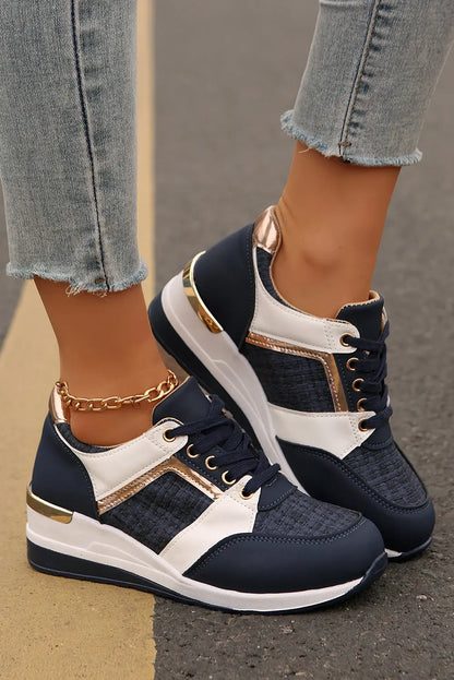 Sail Blue Lace Up Sneakers Shewin