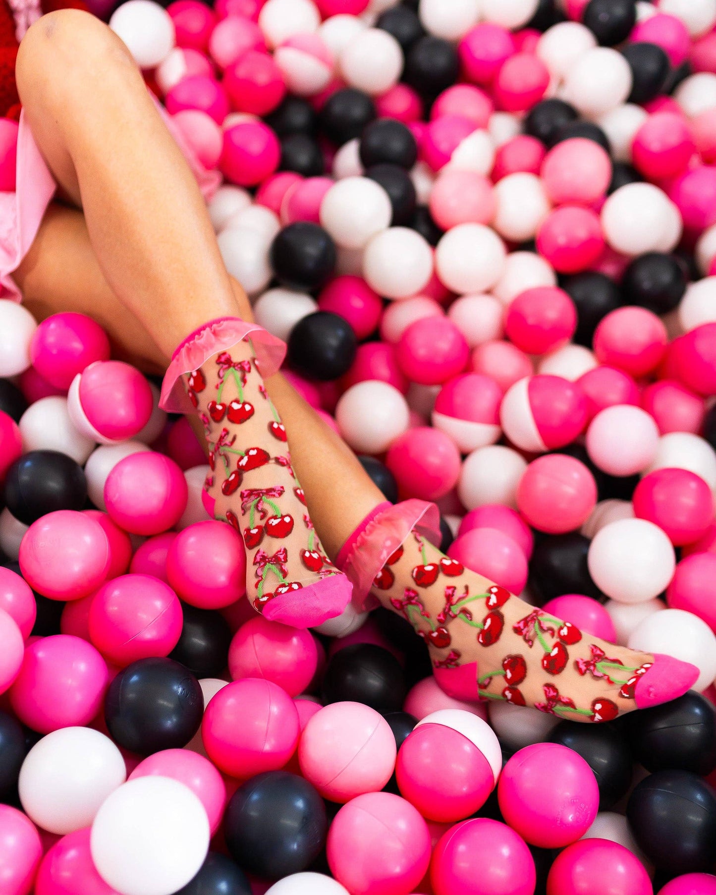 Cherry Bow Ruffle Sheer Crew Sock Quirks!