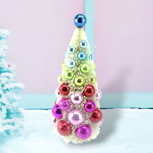 13" Rainbow Bottlebrush Ball Tree by December Diamonds Quirks!