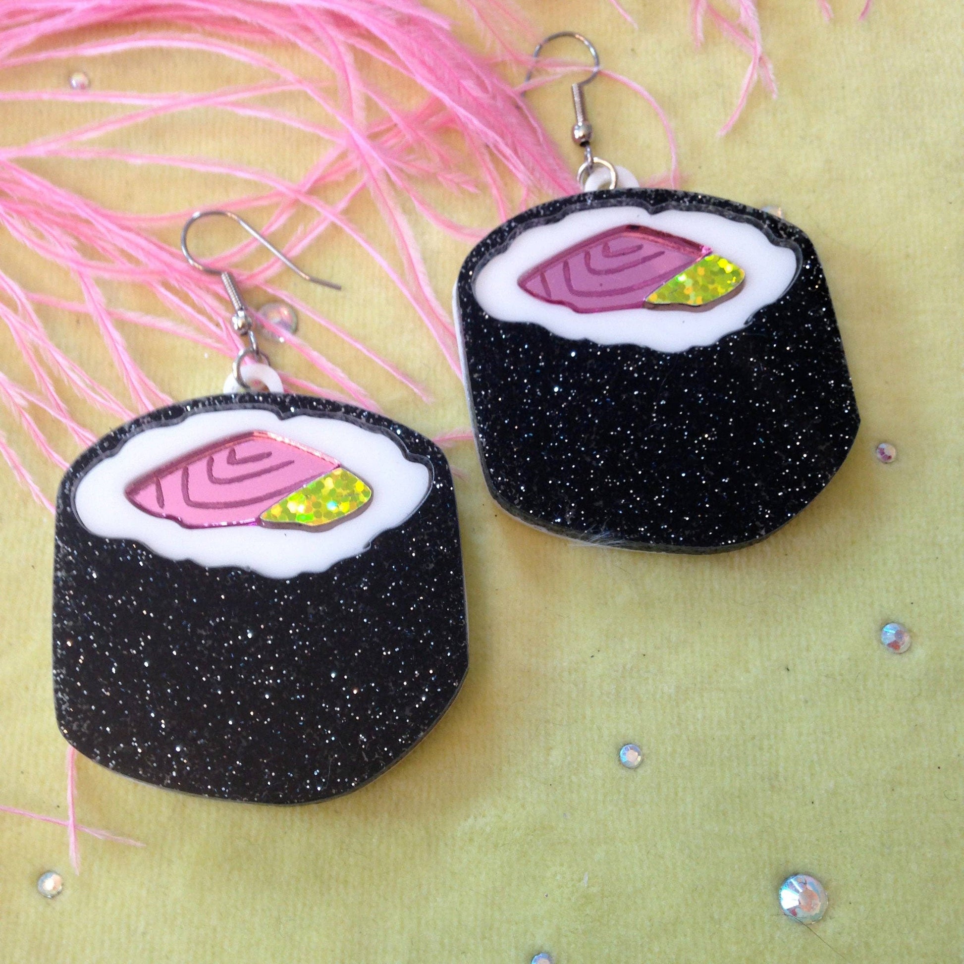 Sushi Roll Acrylic Statement Earrings Quirks!