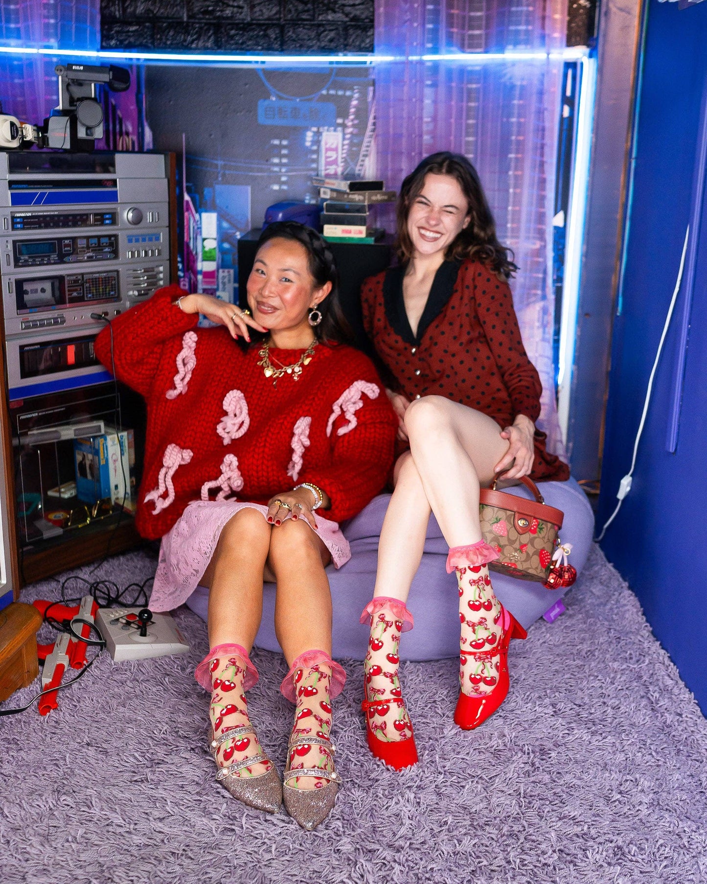 Cherry Bow Ruffle Sheer Crew Sock Quirks!