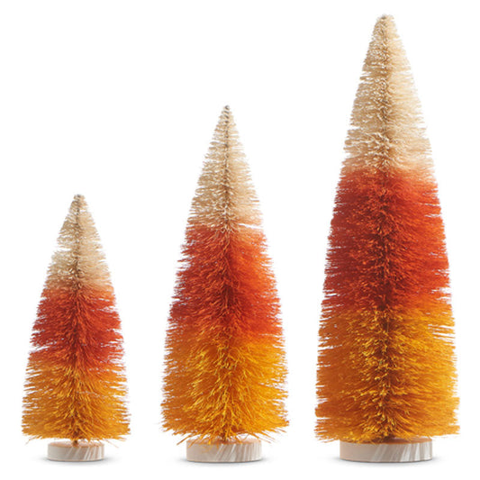 15" Candy Corn Bottle Brush Trees Set/3 Quirks!