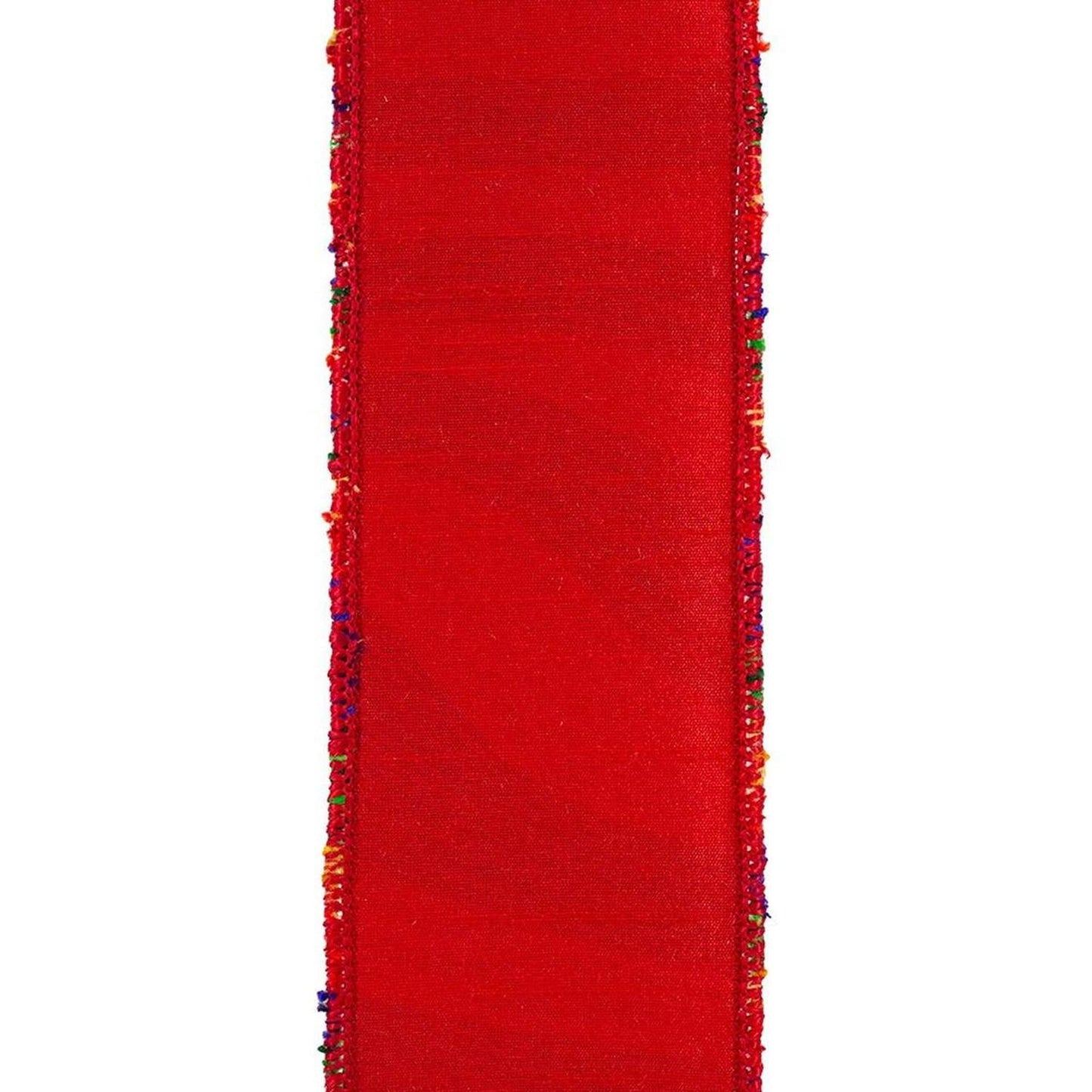 1.5" Waves Embroidery Dupioni Backed Ribbon: Rainbow (5 Yards)