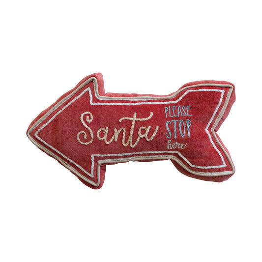 "Santa Stop Here" Velvet Arrow Shaped Lumbar Pillow Quirks!
