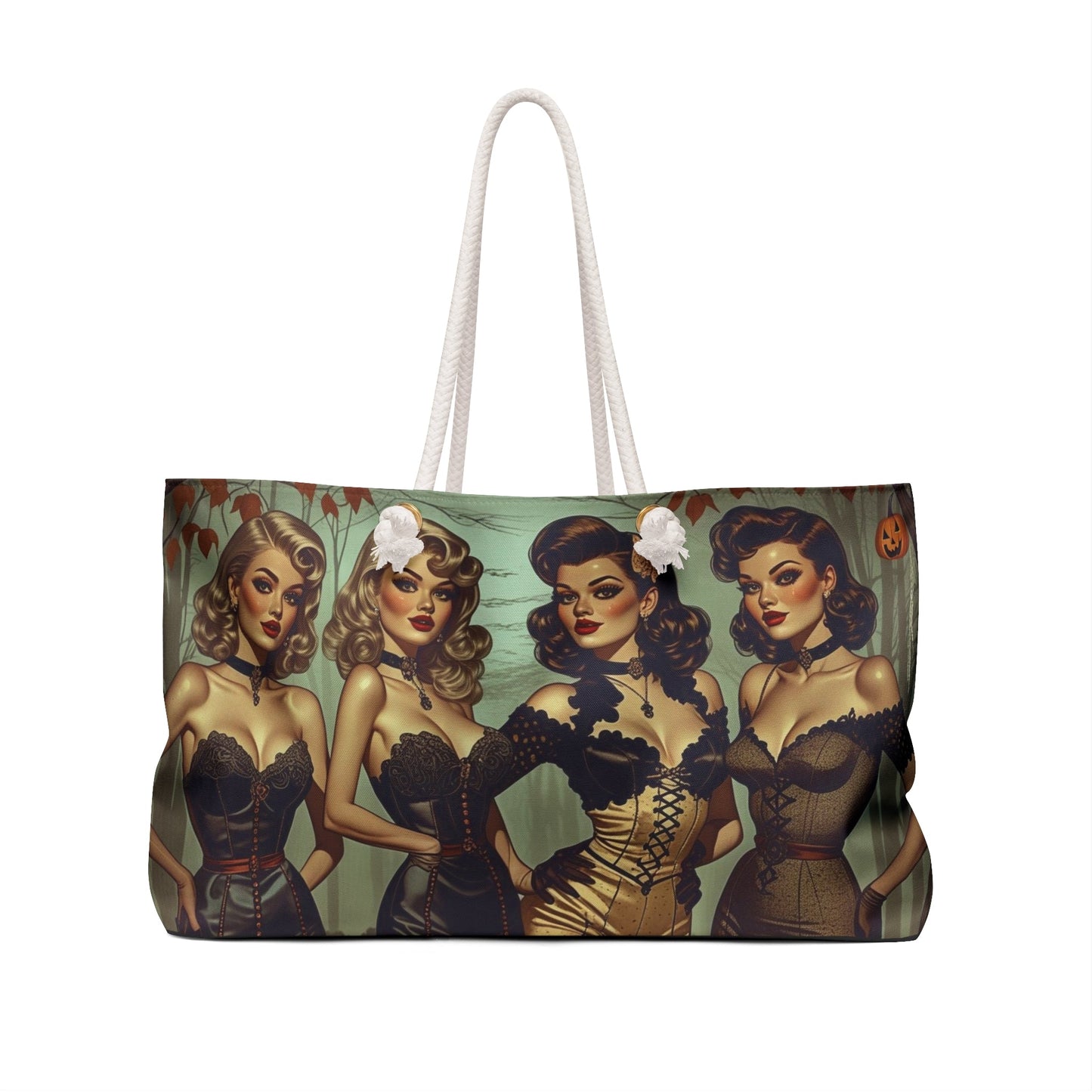 Spooky Beauties Retro Halloween Glamour Pin-Up Weekender Bag Rose Meow