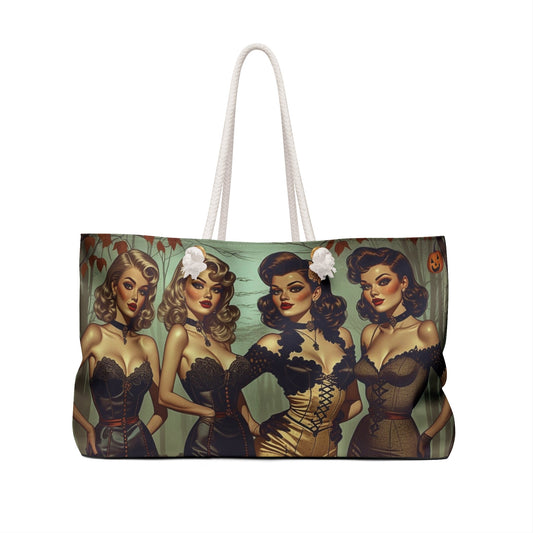 Spooky Beauties Retro Halloween Glamour Pin-Up Weekender Bag Rose Meow
