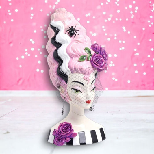 18in Monster Bride Bust with Pink Hair by December Diamonds Quirks!