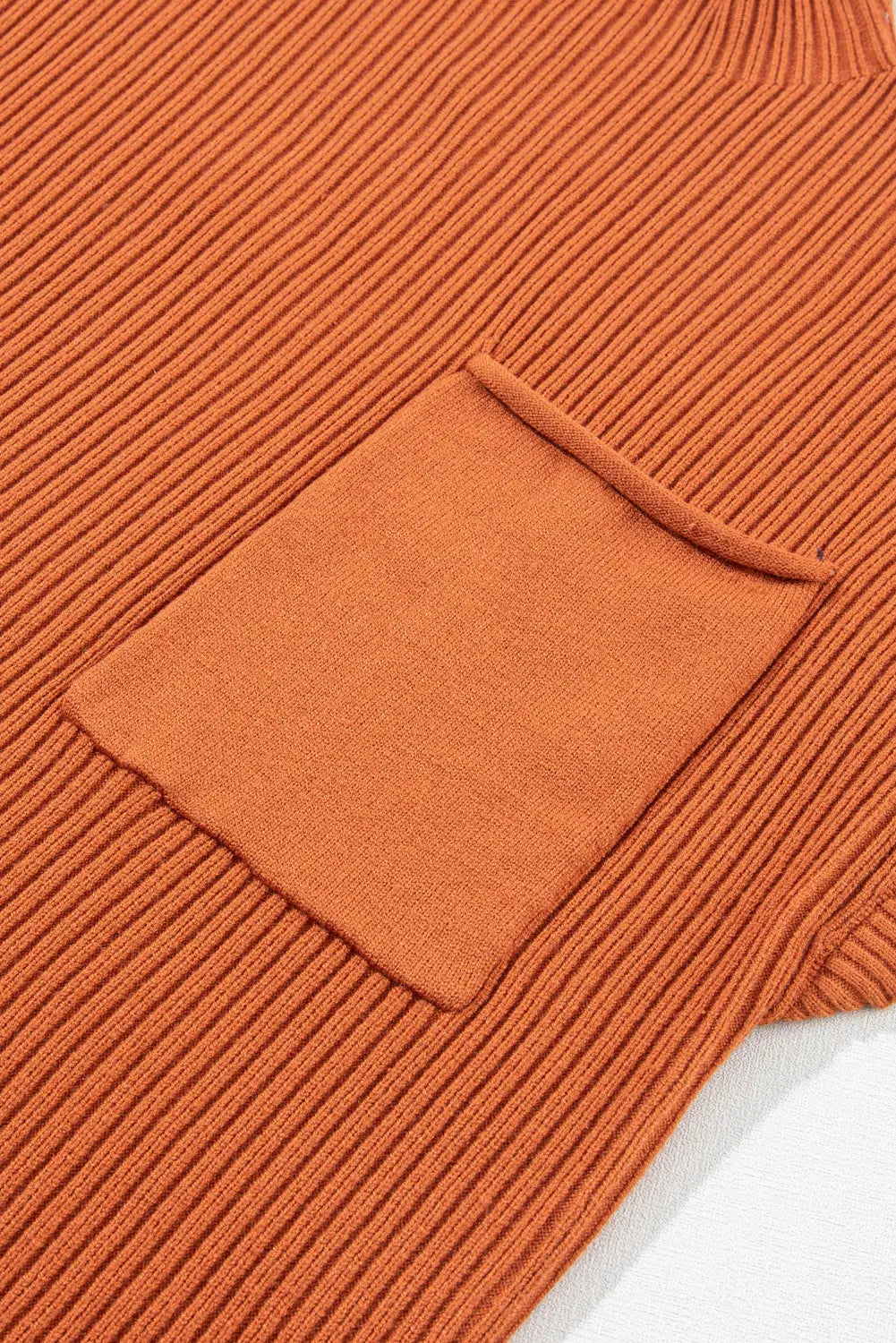 Gold Flame Patch Pocket Ribbed Knit Short Sleeve Sweater Shewin