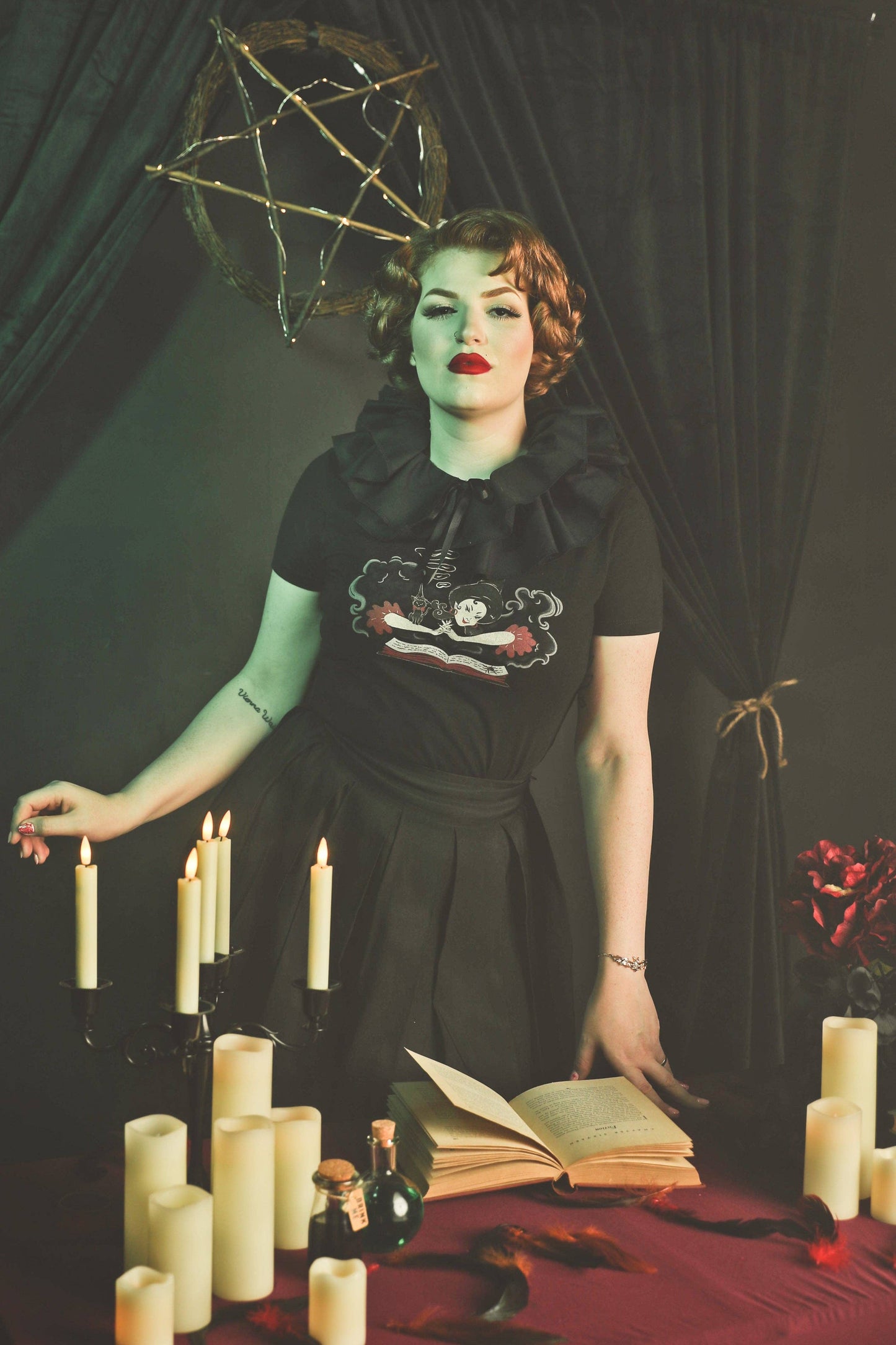 Witch Bible Fitted Tee in Black - SMALL Quirks!