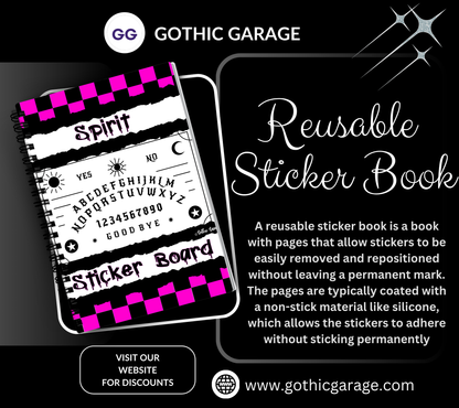 Retro Spirit Board Reusable Sticker Book, Gothic Vibe Sticker Album, Perfect Gift to Personalize for Goth Lovers & Sticker Collectors